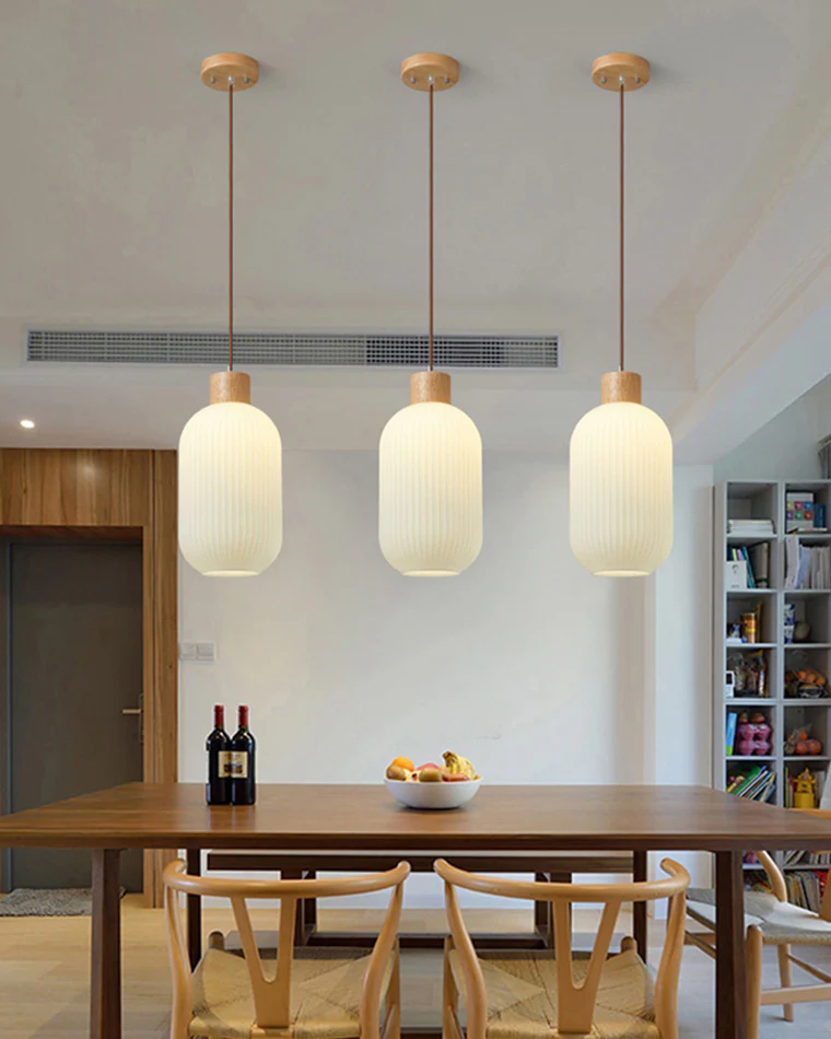WOMO Ribbed Milk Glass Lantern Pendant Light-WM2115 - Image 11