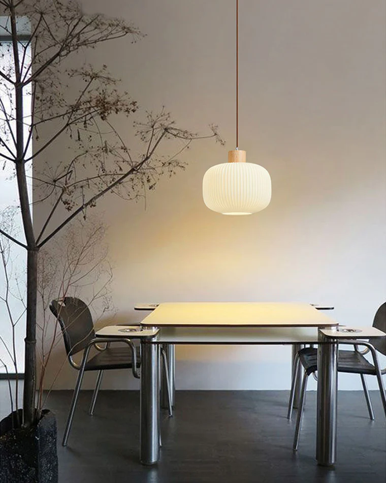 WOMO Ribbed Milk Glass Lantern Pendant Light-WM2115 - Image 12