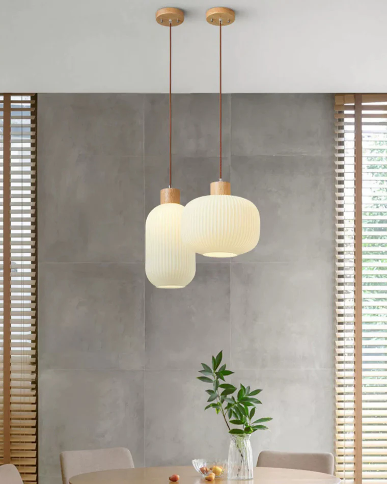 WOMO Ribbed Milk Glass Lantern Pendant Light-WM2115 - Image 4