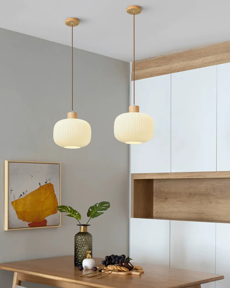 WOMO Ribbed Milk Glass Lantern Pendant Light-WM2115 - Image 8