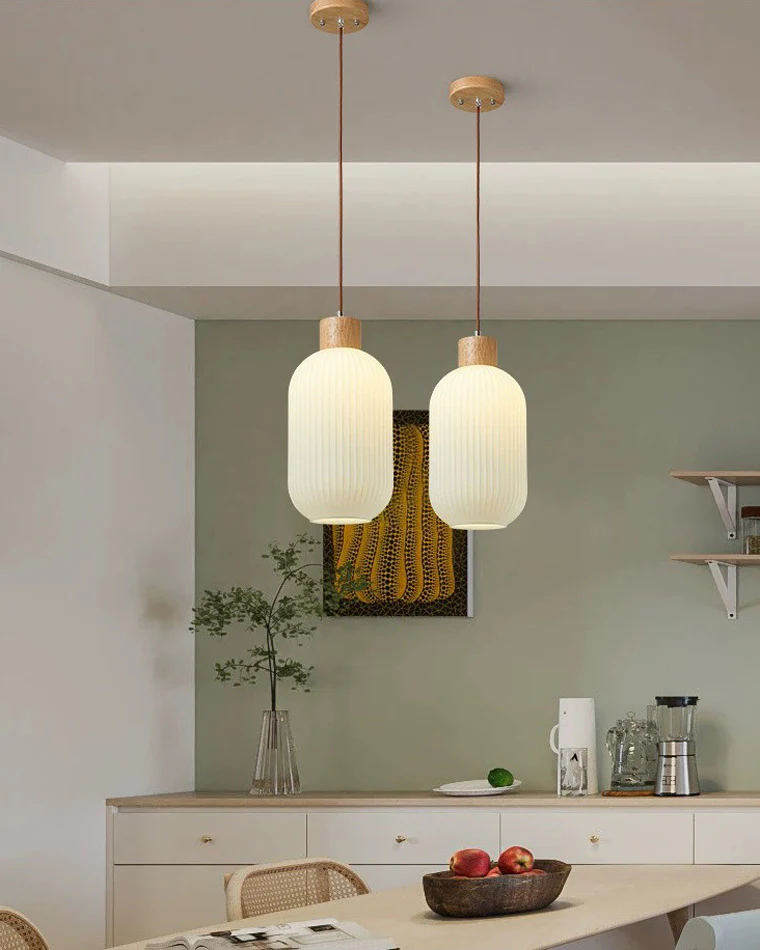WOMO Ribbed Milk Glass Lantern Pendant Light-WM2115 - Image 9