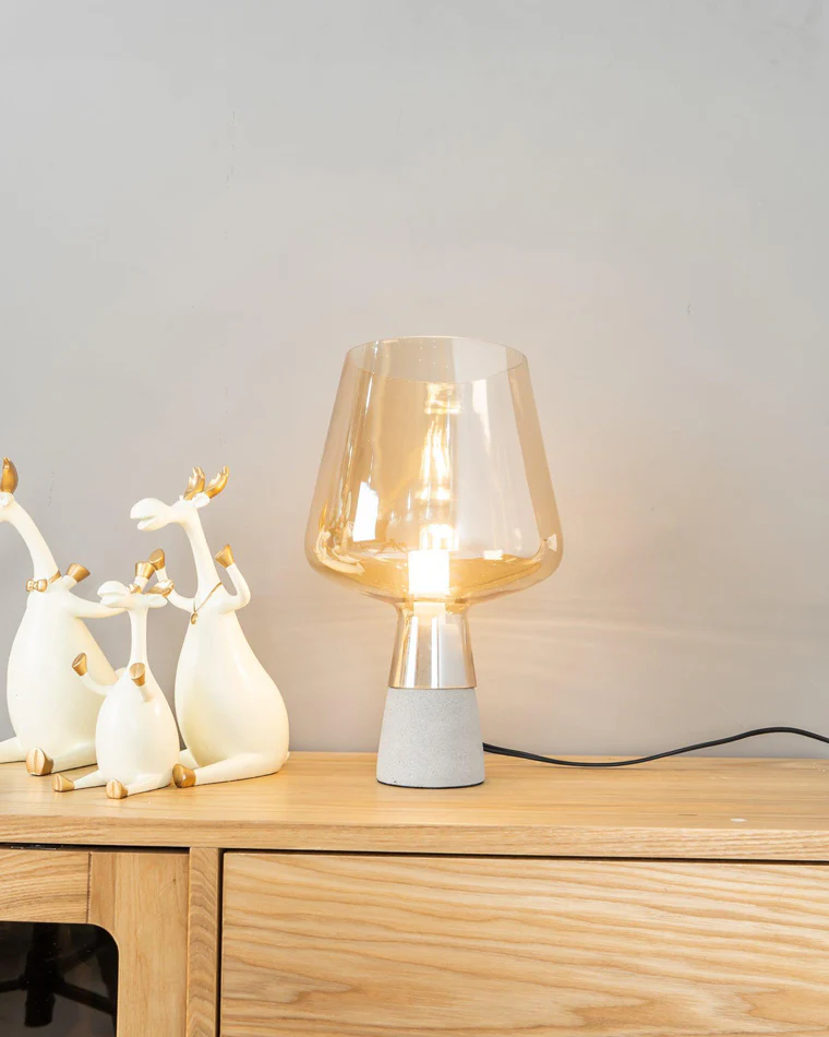 WOMO Smoked Glass Table Lamp-WM8018 - Image 3