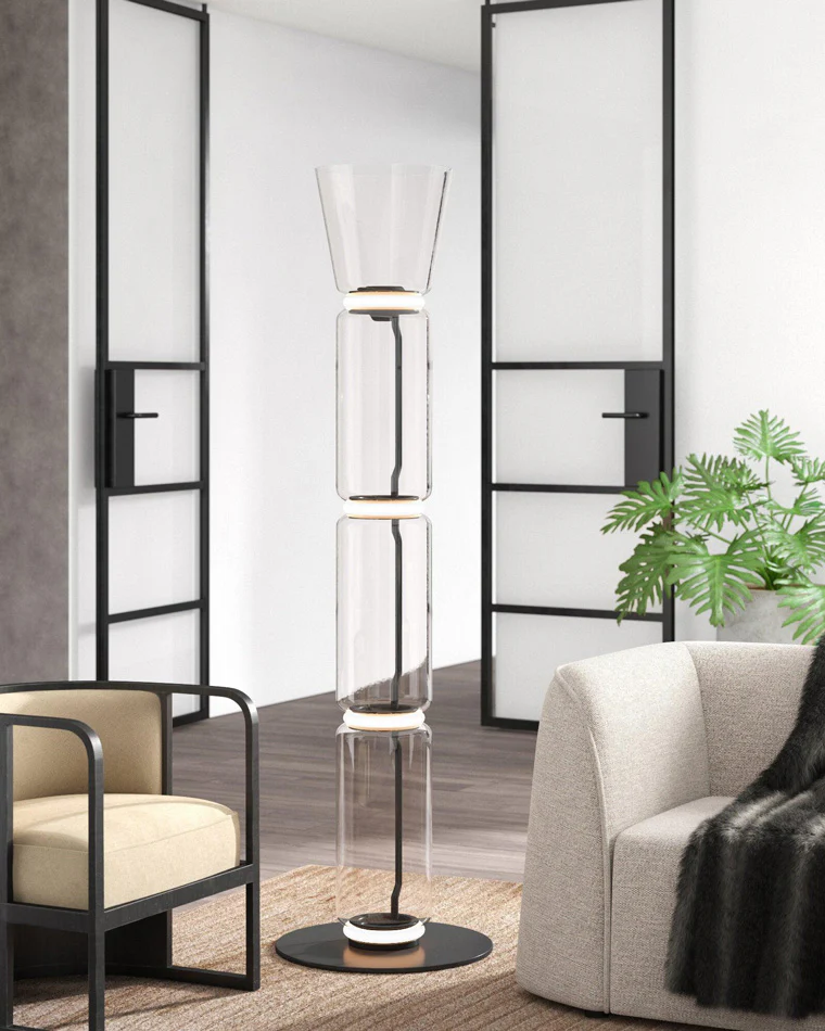 WOMO Glass Column Torchiere Floor Lamp-WM7018 - Image 15