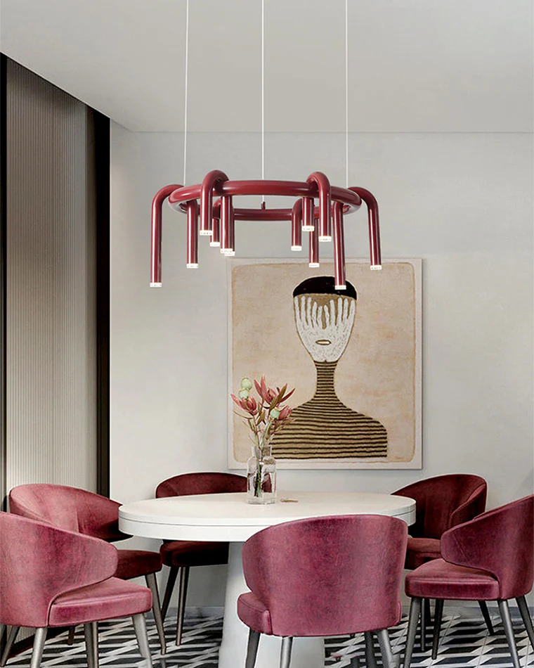 WOMO U-tubes Red Round Chandelier-WM2157 - Image 10