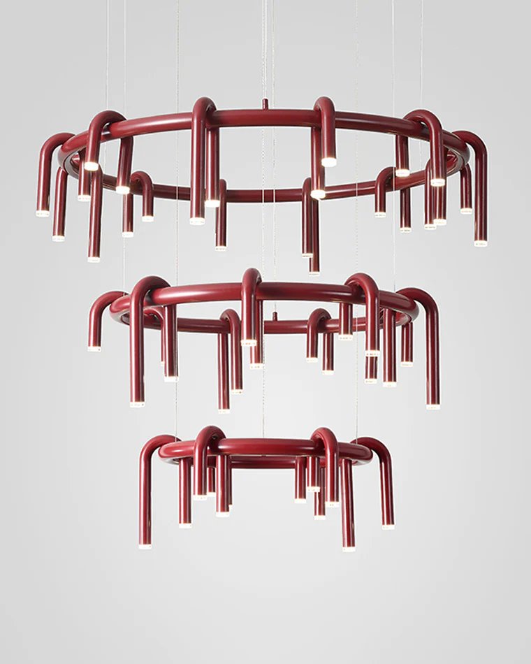 WOMO U-tubes Red Round Chandelier-WM2157 - Image 12