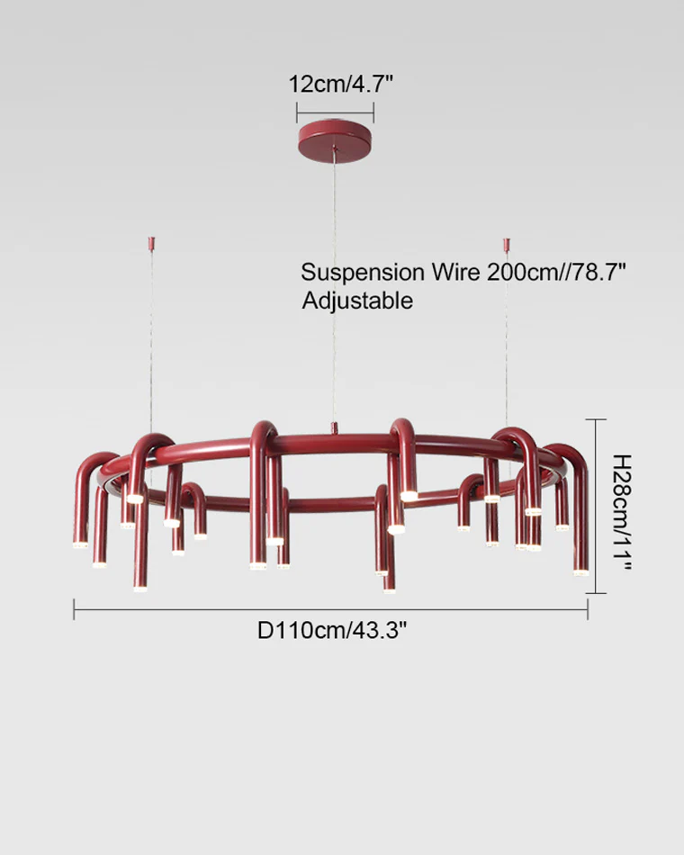 WOMO U-tubes Red Round Chandelier-WM2157 - Image 14