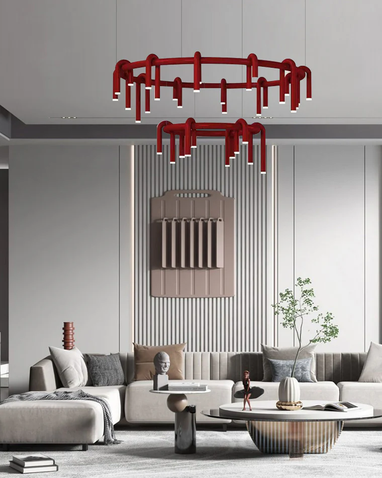 WOMO U-tubes Red Round Chandelier-WM2157 - Image 18
