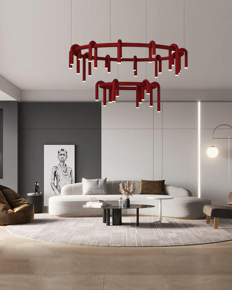 WOMO U-tubes Red Round Chandelier-WM2157 - Image 19