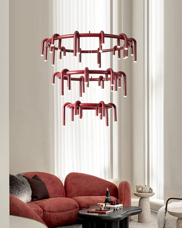 WOMO U-tubes Red Round Chandelier-WM2157 - Image 2