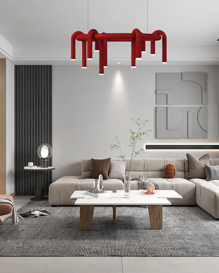 WOMO U-tubes Red Round Chandelier-WM2157 - Image 20