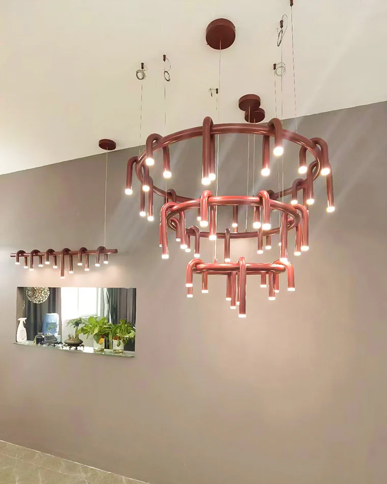 WOMO U-tubes Red Round Chandelier-WM2157 - Image 22