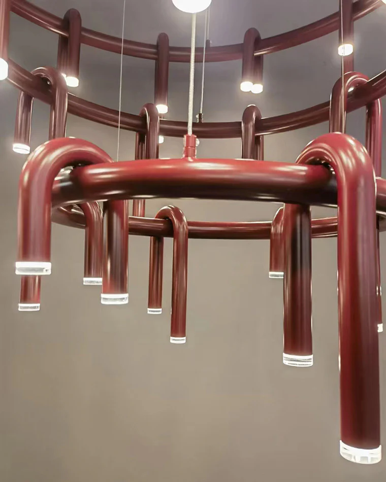 WOMO U-tubes Red Round Chandelier-WM2157 - Image 23