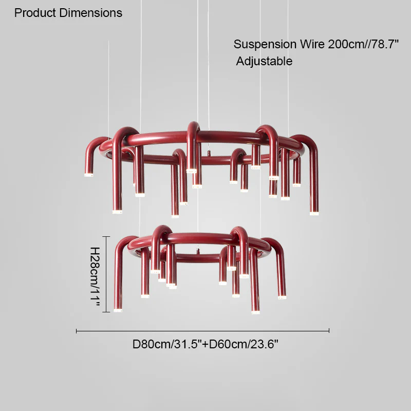 WOMO U-tubes Red Round Chandelier-WM2157 - Image 34