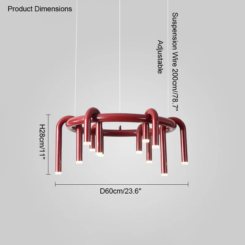WOMO U-tubes Red Round Chandelier-WM2157 - Image 35