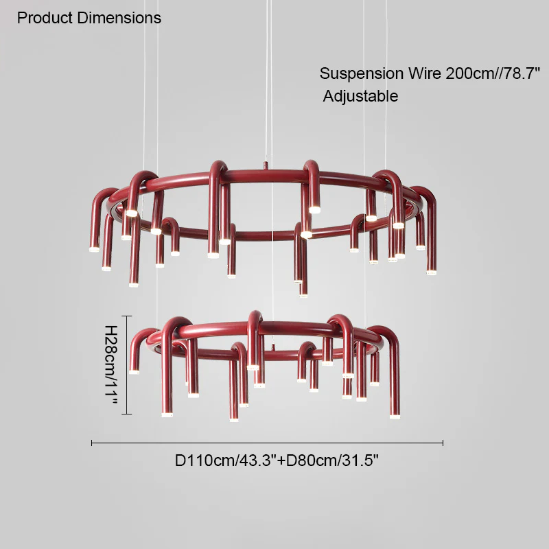 WOMO U-tubes Red Round Chandelier-WM2157 - Image 36