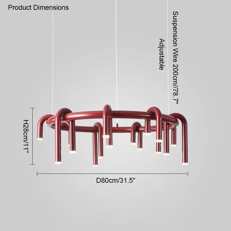 WOMO U-tubes Red Round Chandelier-WM2157 - Image 37