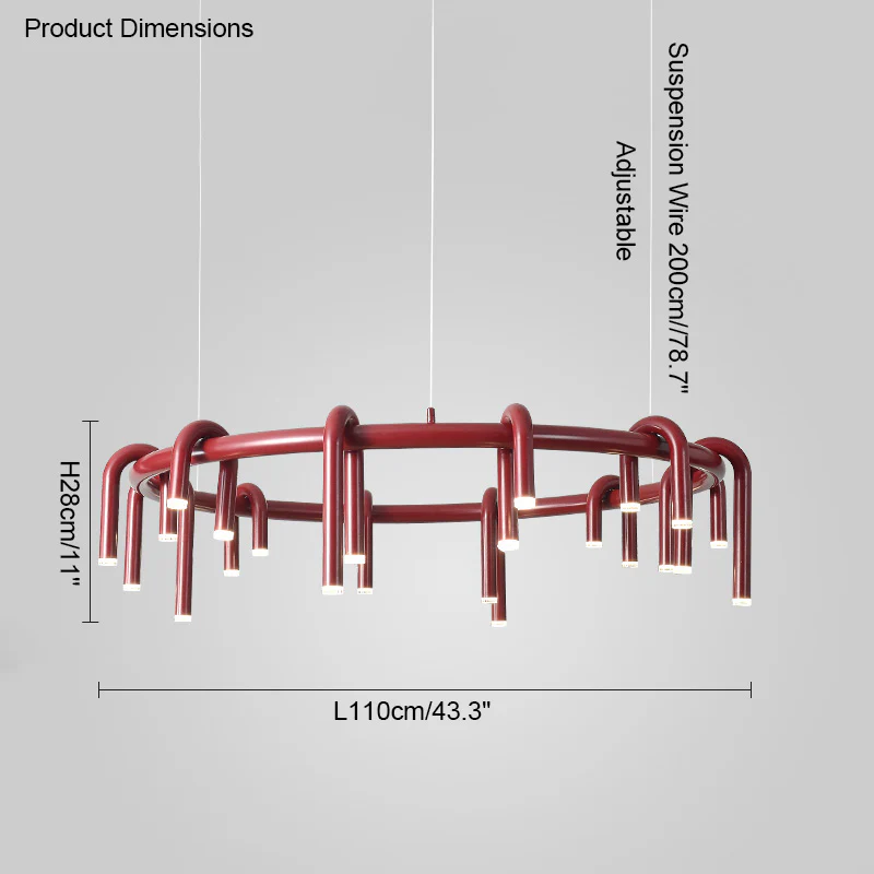 WOMO U-tubes Red Round Chandelier-WM2157 - Image 38