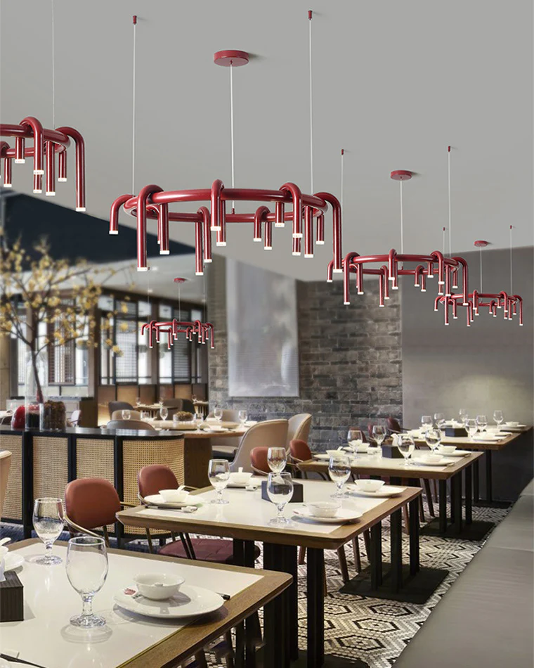 WOMO U-tubes Red Round Chandelier-WM2157 - Image 5