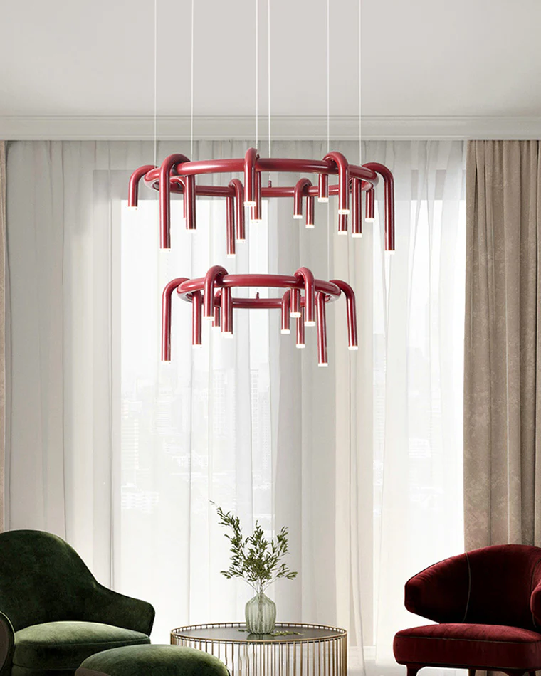 WOMO U-tubes Red Round Chandelier-WM2157 - Image 6