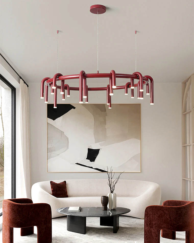 WOMO U-tubes Red Round Chandelier-WM2157 - Image 7