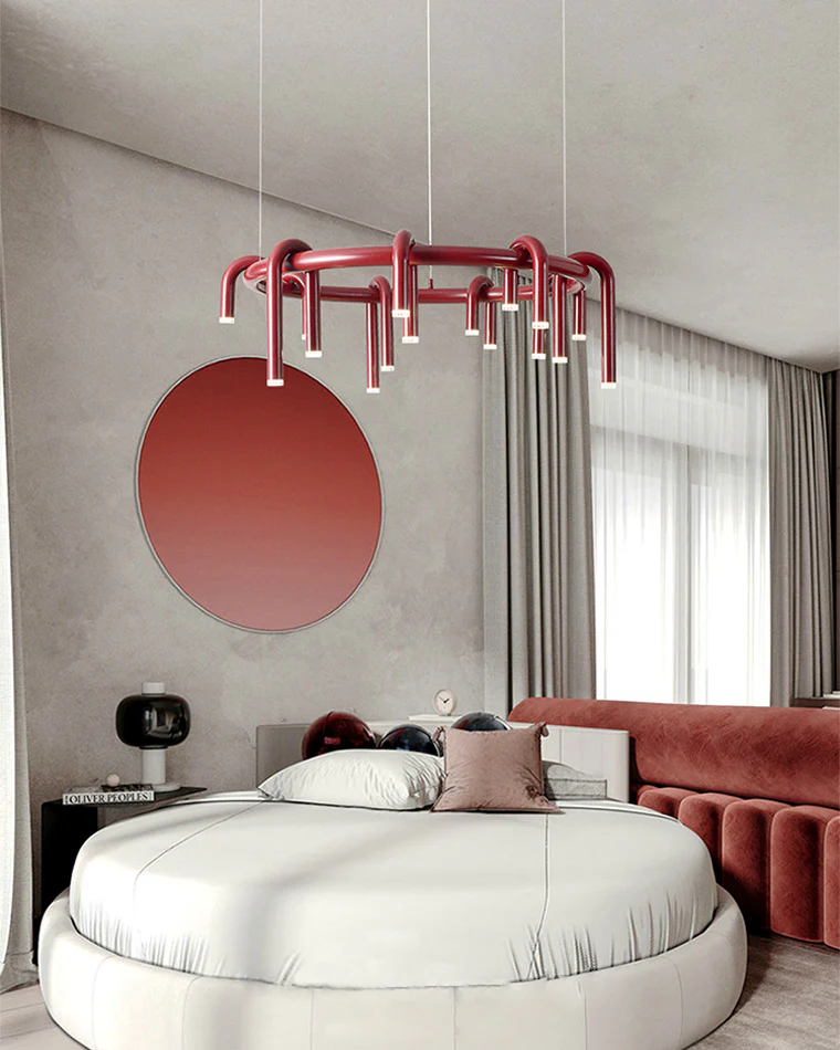 WOMO U-tubes Red Round Chandelier-WM2157 - Image 8