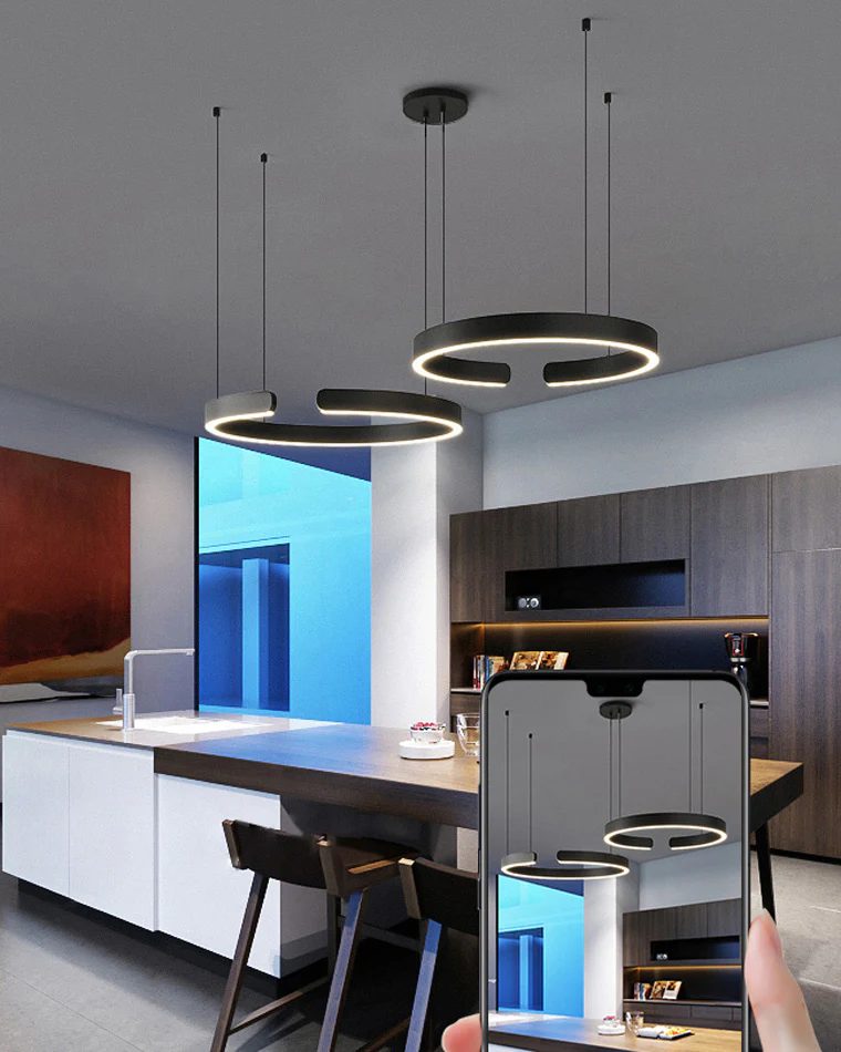 WOMO Black/Gold Ring Led Chandelier-WM2009 - Image 15