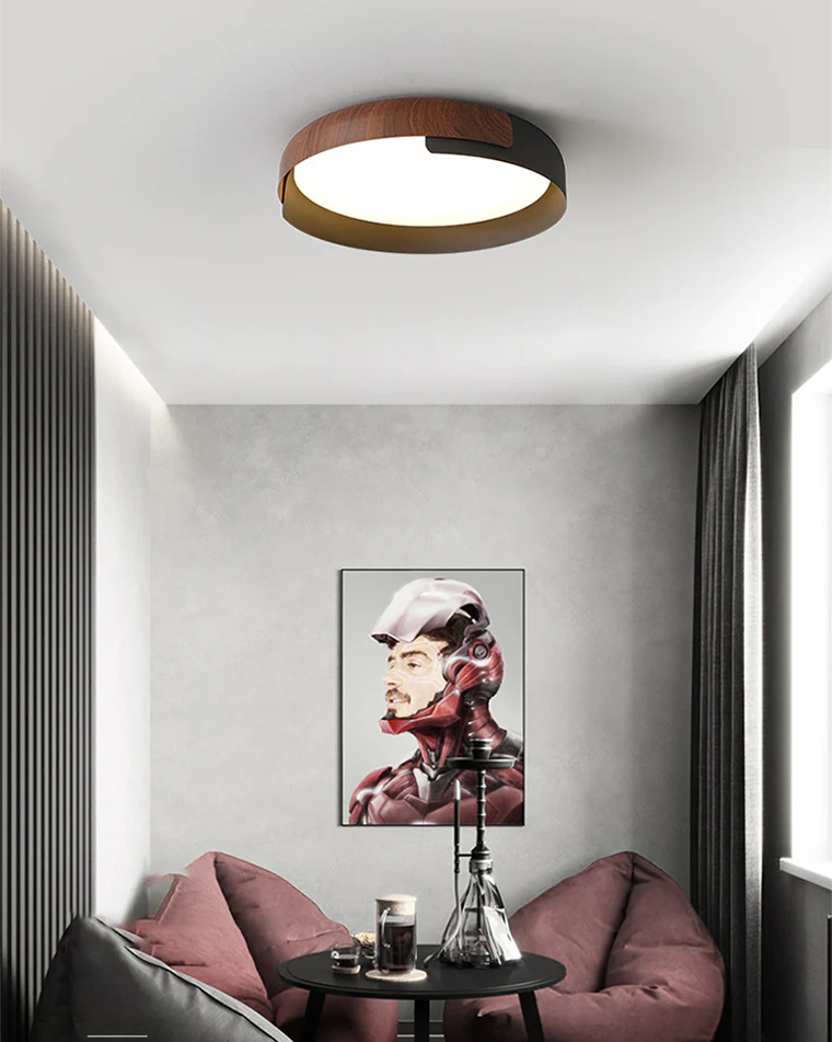 WOMO Walnut Grain Round Ceiling Light-WM1018 - Image 7