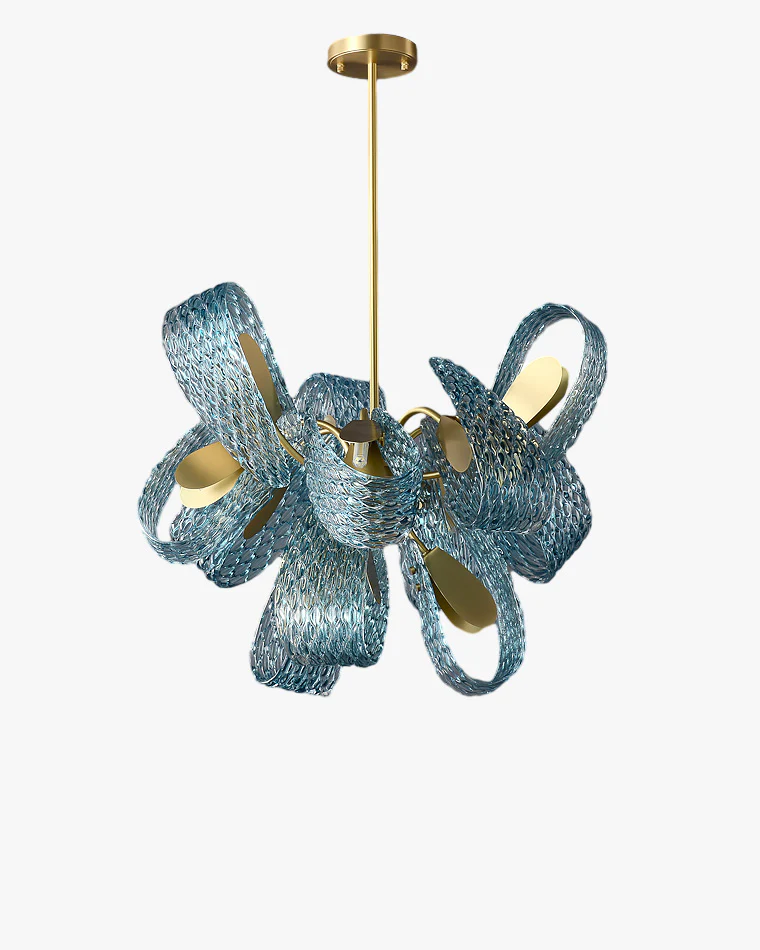 WOMO Peacock Blue Art Glass Chandelier-WM2213