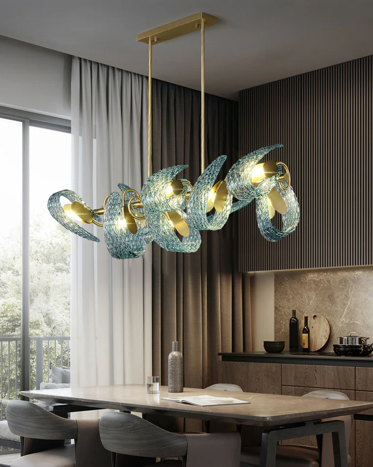 WOMO Peacock Blue Art Glass Chandelier-WM2213 - Image 19