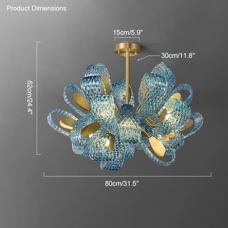WOMO Peacock Blue Art Glass Chandelier-WM2213 - Image 32