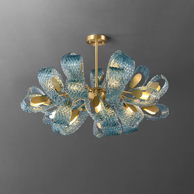 WOMO Peacock Blue Art Glass Chandelier-WM2213 - Image 33