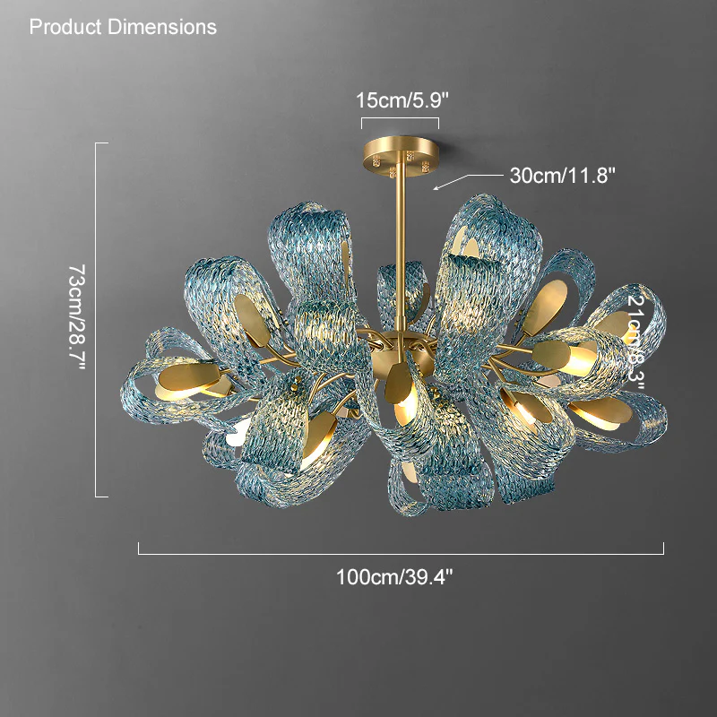 WOMO Peacock Blue Art Glass Chandelier-WM2213 - Image 34