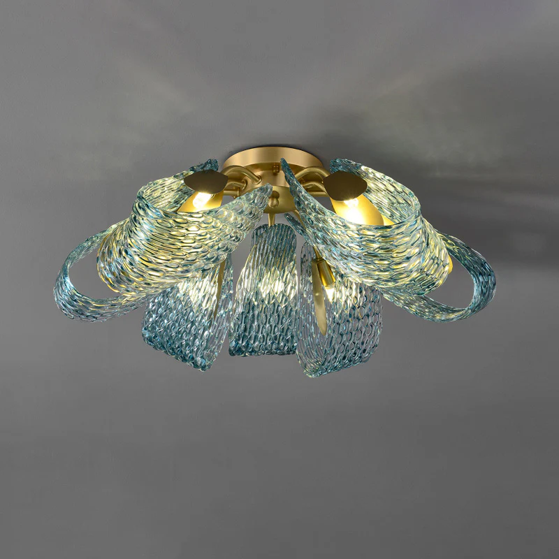 WOMO Peacock Blue Art Glass Chandelier-WM2213 - Image 45