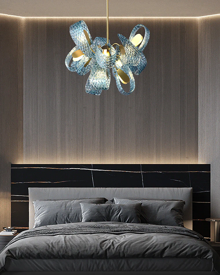 WOMO Peacock Blue Art Glass Chandelier-WM2213 - Image 5