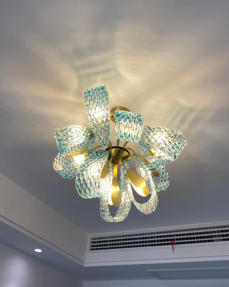 WOMO Peacock Blue Art Glass Chandelier-WM2213 - Image 7