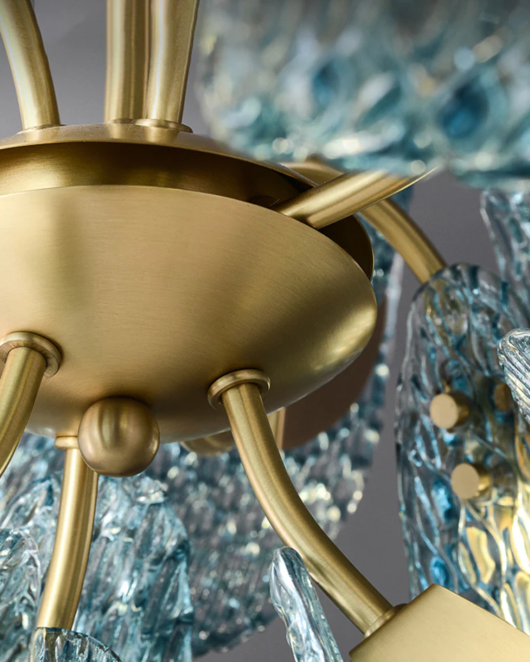 WOMO Peacock Blue Art Glass Chandelier-WM2213 - Image 9