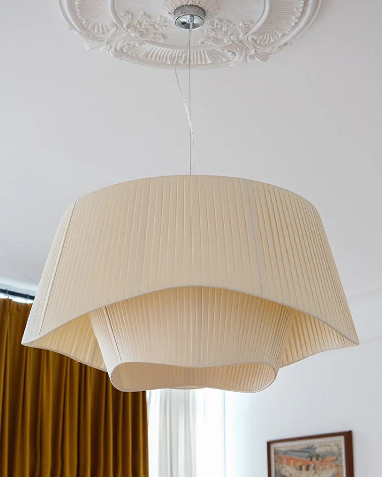 WOMO Pleated Fabric Drum Pendant Light-WM2130 - Image 11