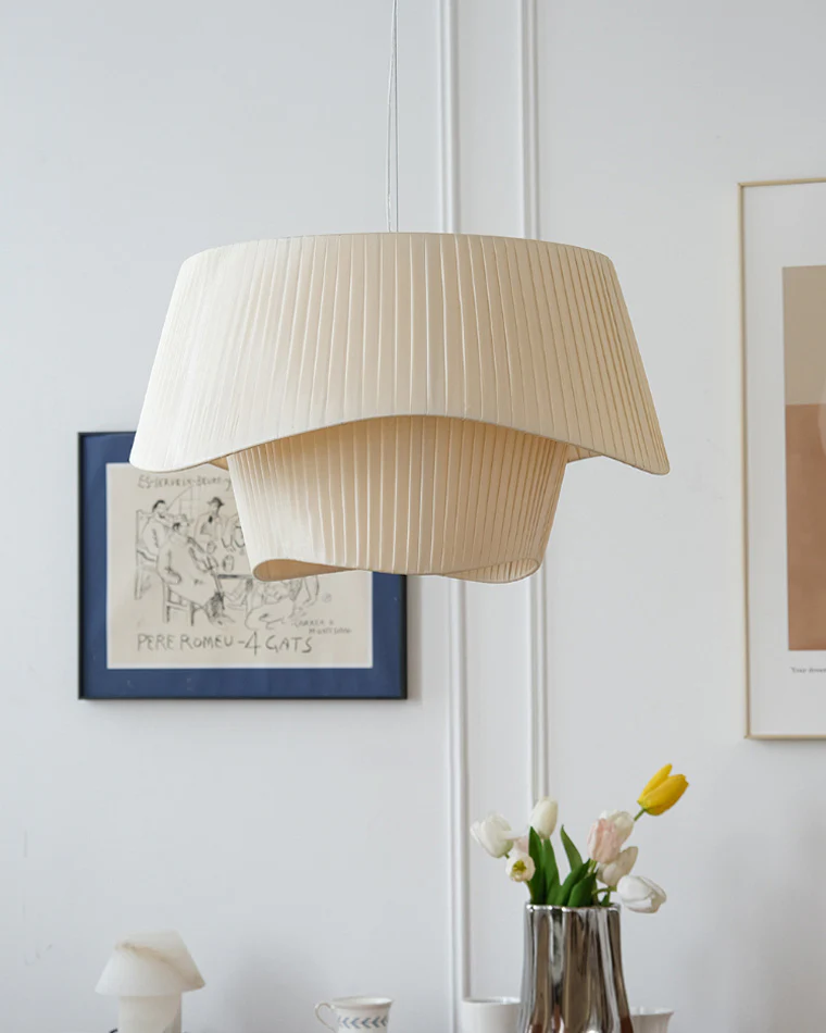 WOMO Pleated Fabric Drum Pendant Light-WM2130 - Image 15