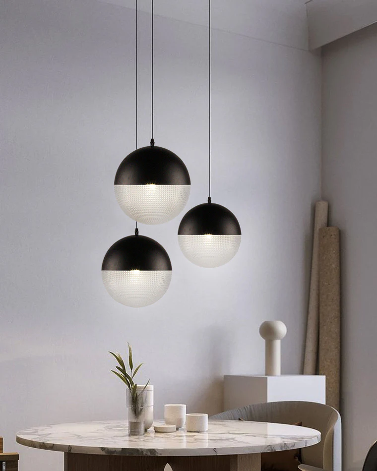 WOMO Prismatic/Milk Glass Globe Pendant Light-WM2065 - Image 14