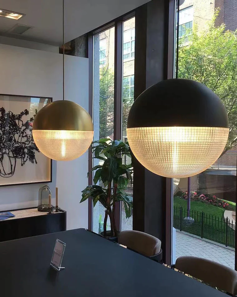 WOMO Prismatic/Milk Glass Globe Pendant Light-WM2065 - Image 4