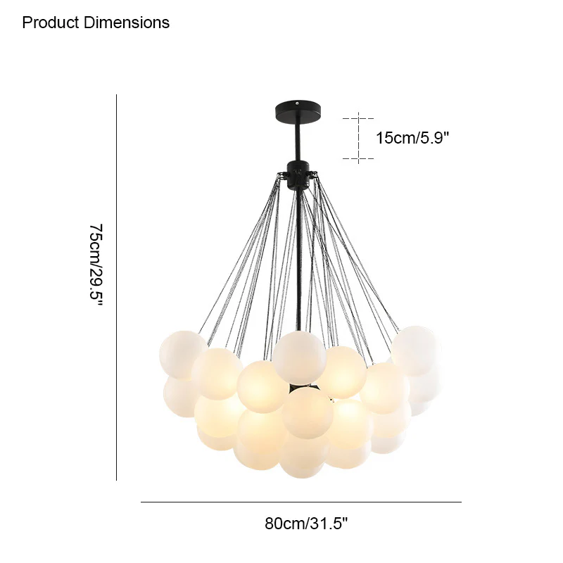 WOMO Cluster Frosted Glass Bubbles Chandelier-WM2068 - Image 24