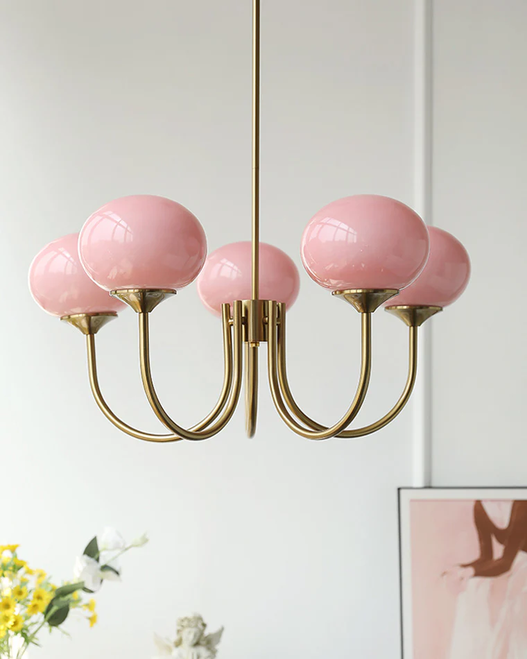 WOMO Pink Glass Globe Arm Chandelier-WM2052 - Image 11