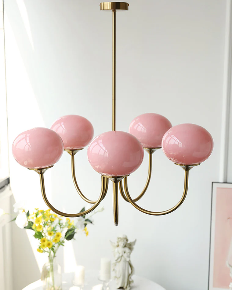WOMO Pink Glass Globe Arm Chandelier-WM2052 - Image 12