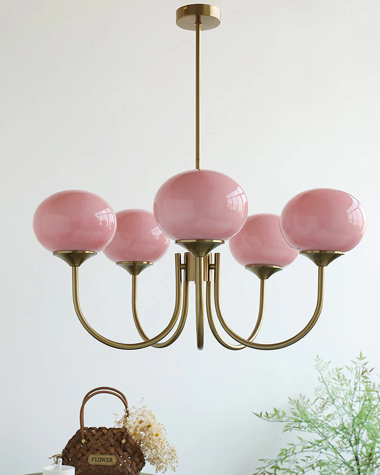 WOMO Pink Glass Globe Arm Chandelier-WM2052 - Image 14