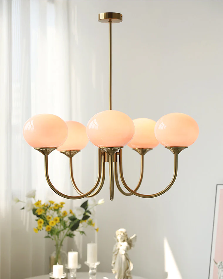 WOMO Pink Glass Globe Arm Chandelier-WM2052 - Image 15