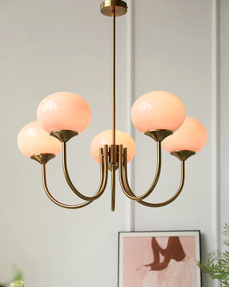 WOMO Pink Glass Globe Arm Chandelier-WM2052 - Image 16
