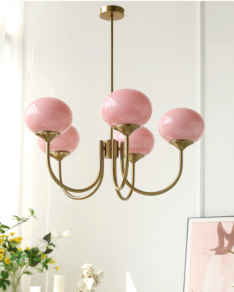 WOMO Pink Glass Globe Arm Chandelier-WM2052 - Image 17