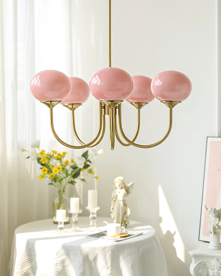 WOMO Pink Glass Globe Arm Chandelier-WM2052 - Image 19