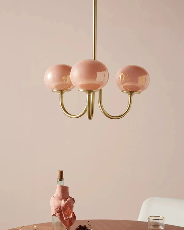 WOMO Pink Glass Globe Arm Chandelier-WM2052 - Image 2