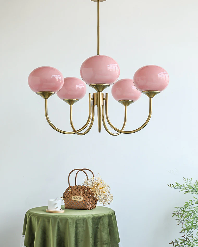 WOMO Pink Glass Globe Arm Chandelier-WM2052 - Image 20